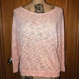 Lightweight 3 quarter sleeve ombré peach sweater